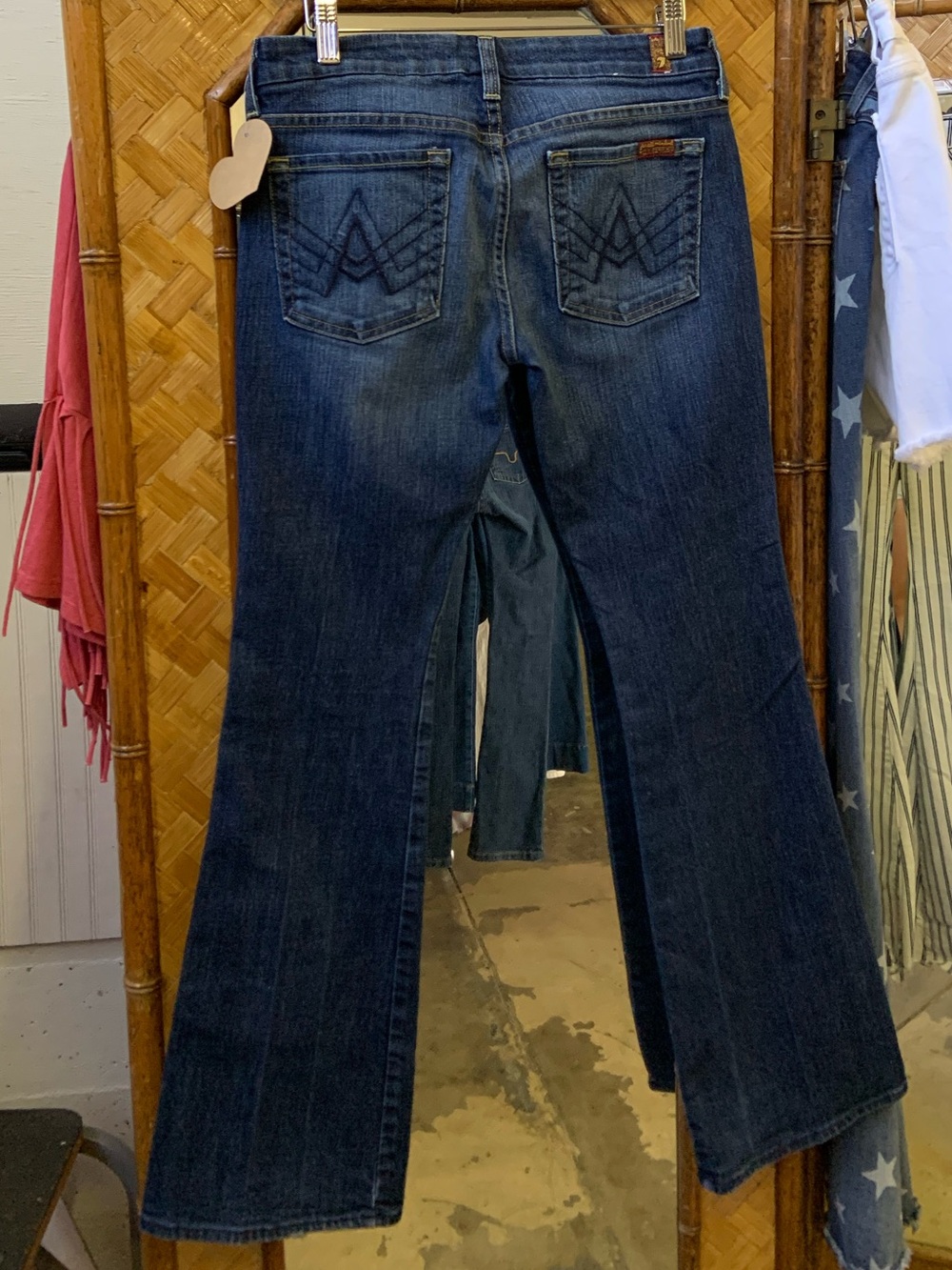 7 For All Mankind Dark Blue Wide Leg Jeans